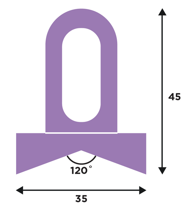 Klebepad violett 36 x 156 winklig 120° (3 Stück)